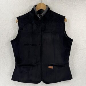 Outback Trading Vest Womens Medium Black Fleece Lined Zip Front Western